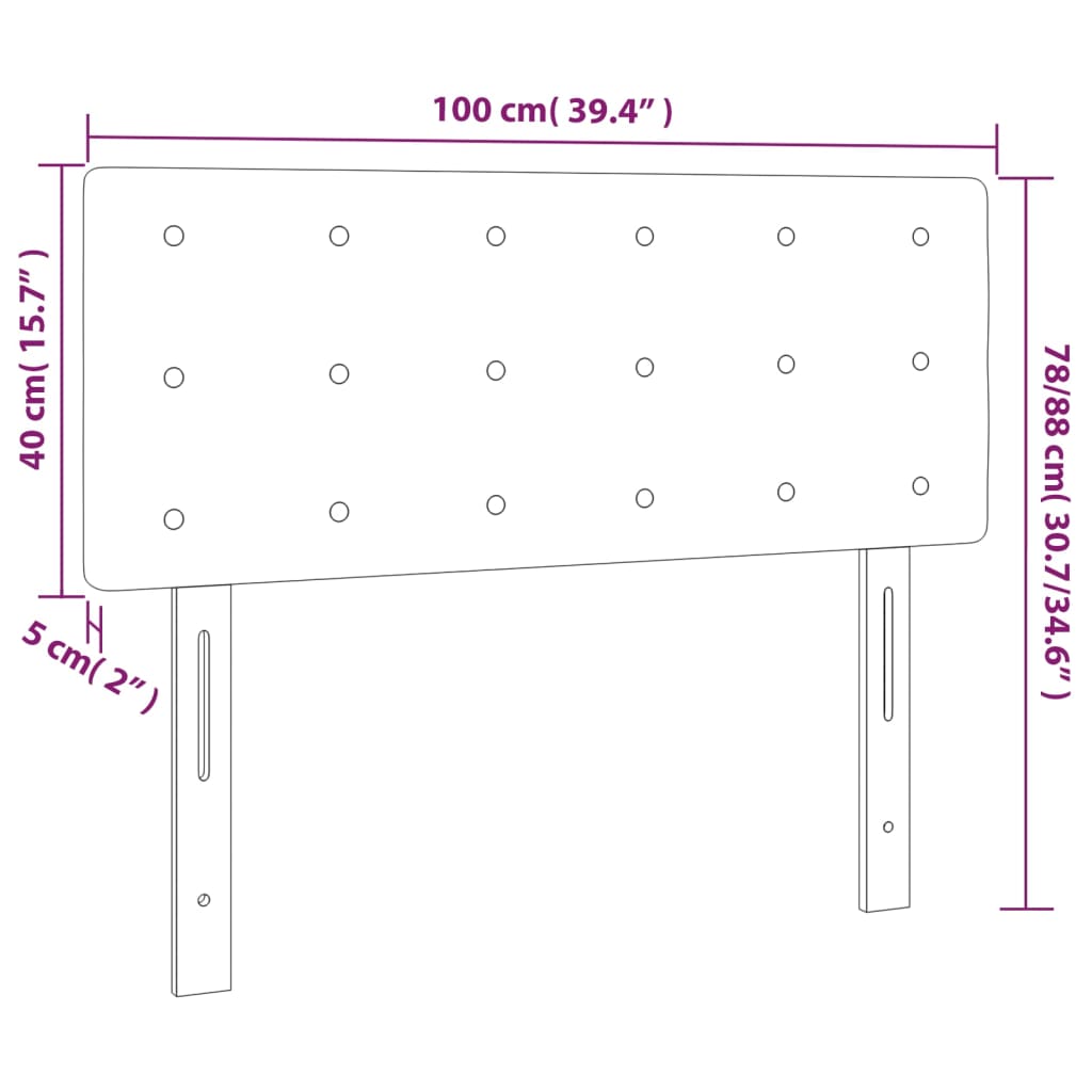 vidaXL Tête de lit à LED Noir 100x5x78/88 cm Tissu