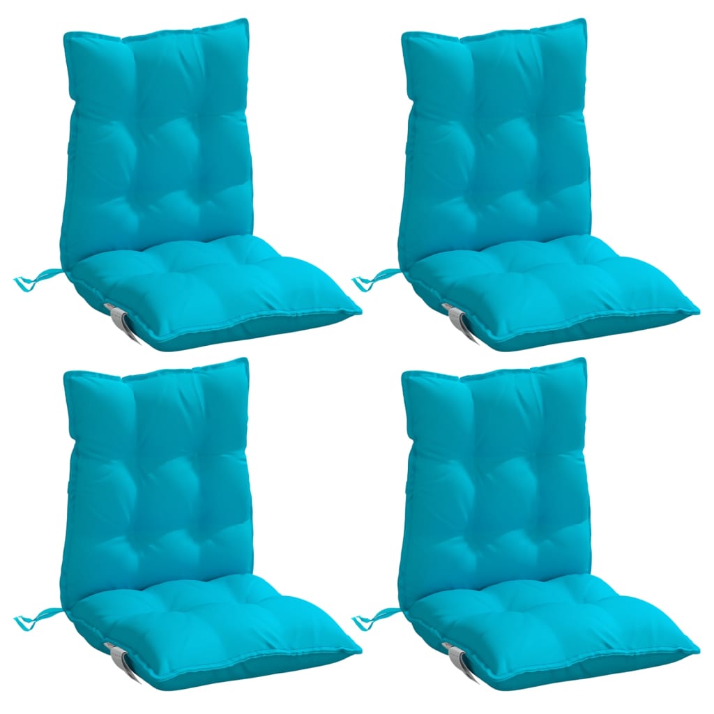 vidaXL Coussins de chaise à dossier bas lot de 4 turquoise