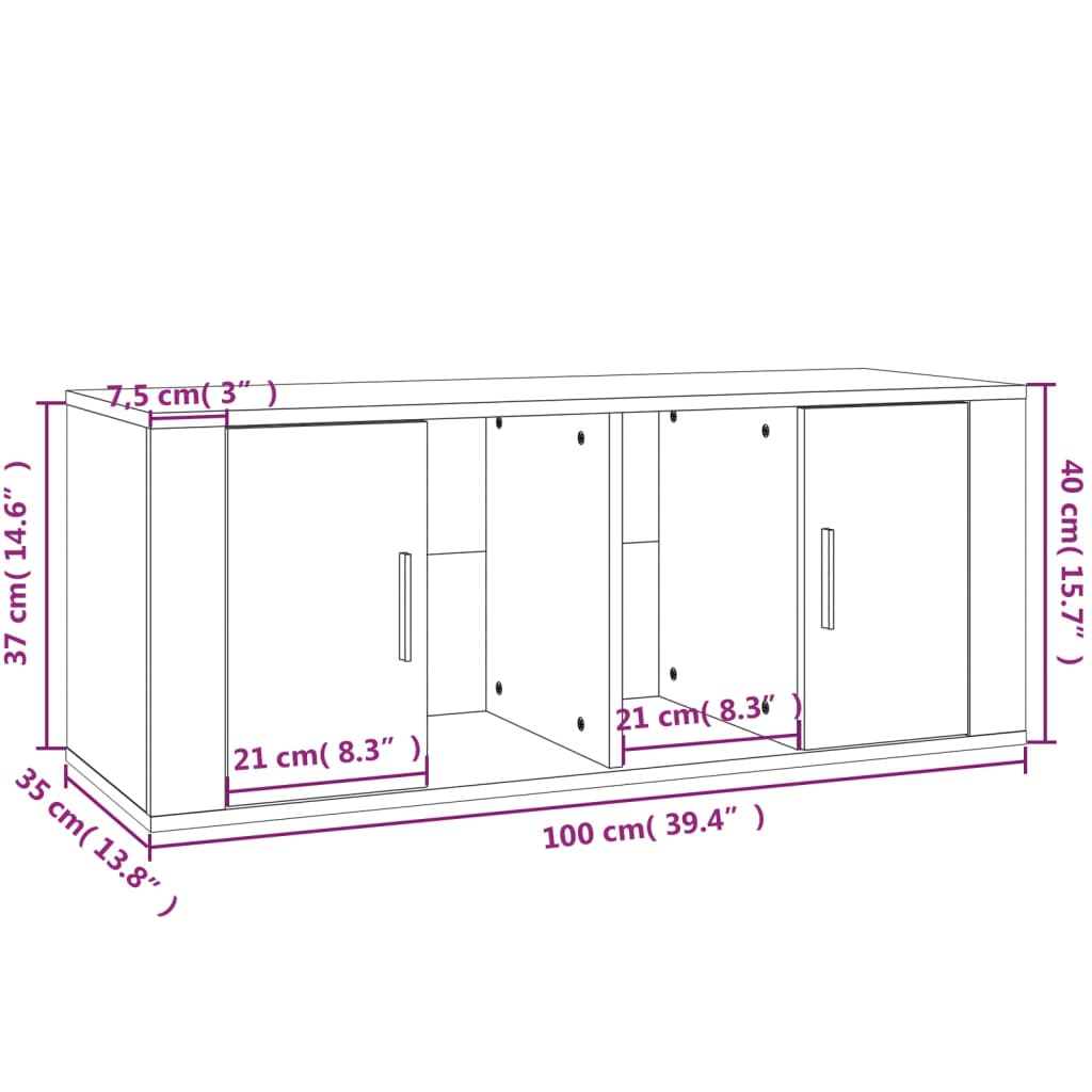 vidaXL Meuble TV Sonoma gris 100x35x40 cm Bois d'ingénierie