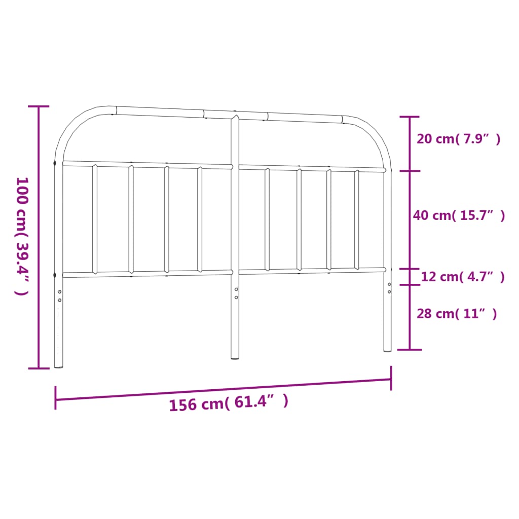 vidaXL Tête de lit métal blanc 150 cm