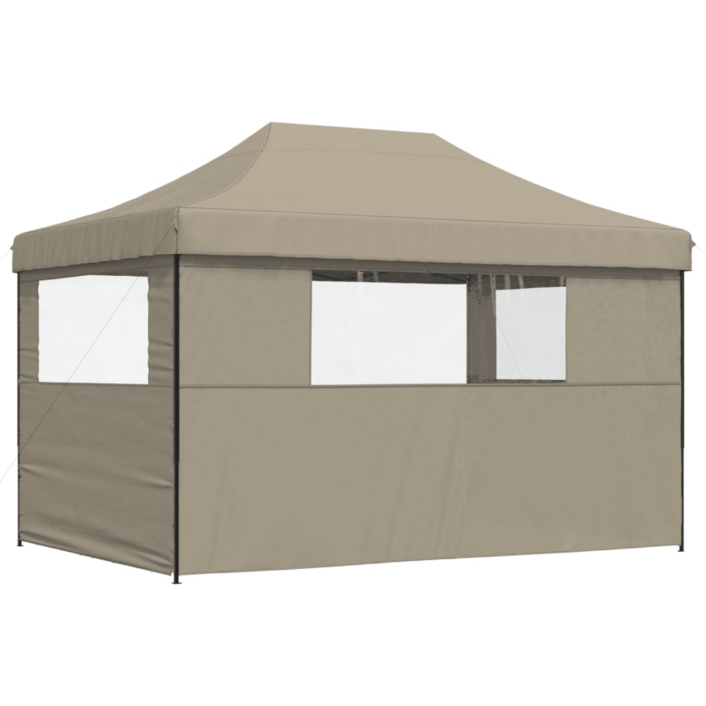 vidaXL Tente de réception pliable escamotable 3 parois latérales taupe