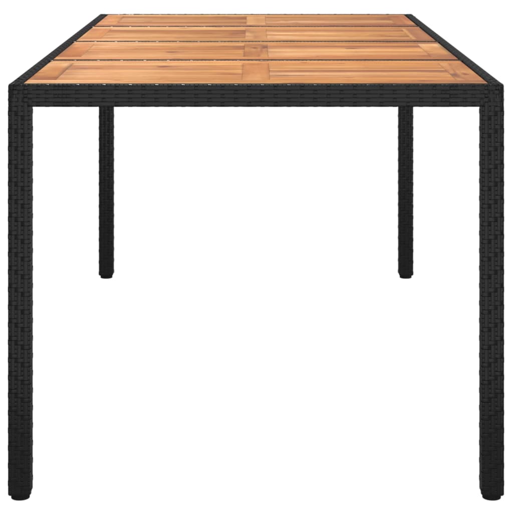 vidaXL Table de jardin 190x90x75 cm Résine tressée et bois acacia Noir
