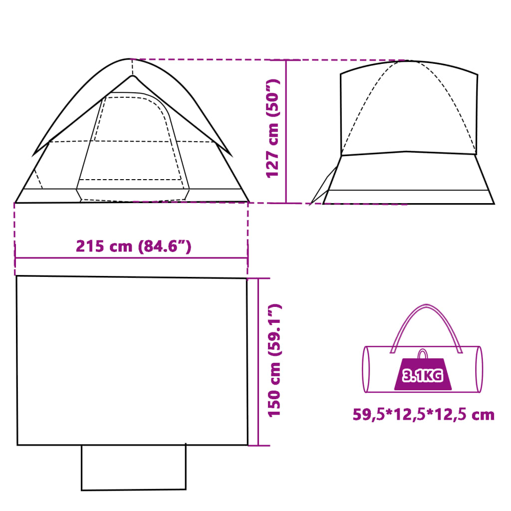 vidaXL Tente de camping à dôme 2 personne vert imperméable