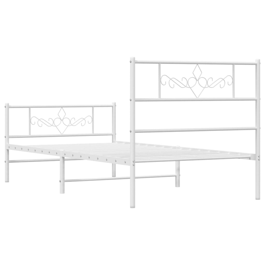 vidaXL Cadre de lit métal sans matelas avec pied de lit blanc 90x200cm