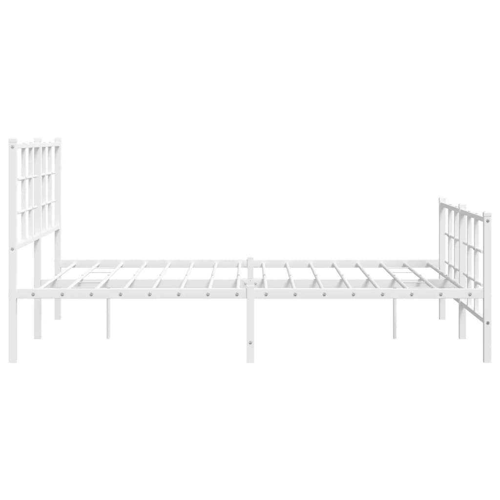 vidaXL Cadre de lit métal sans matelas et pied de lit blanc 135x190 cm