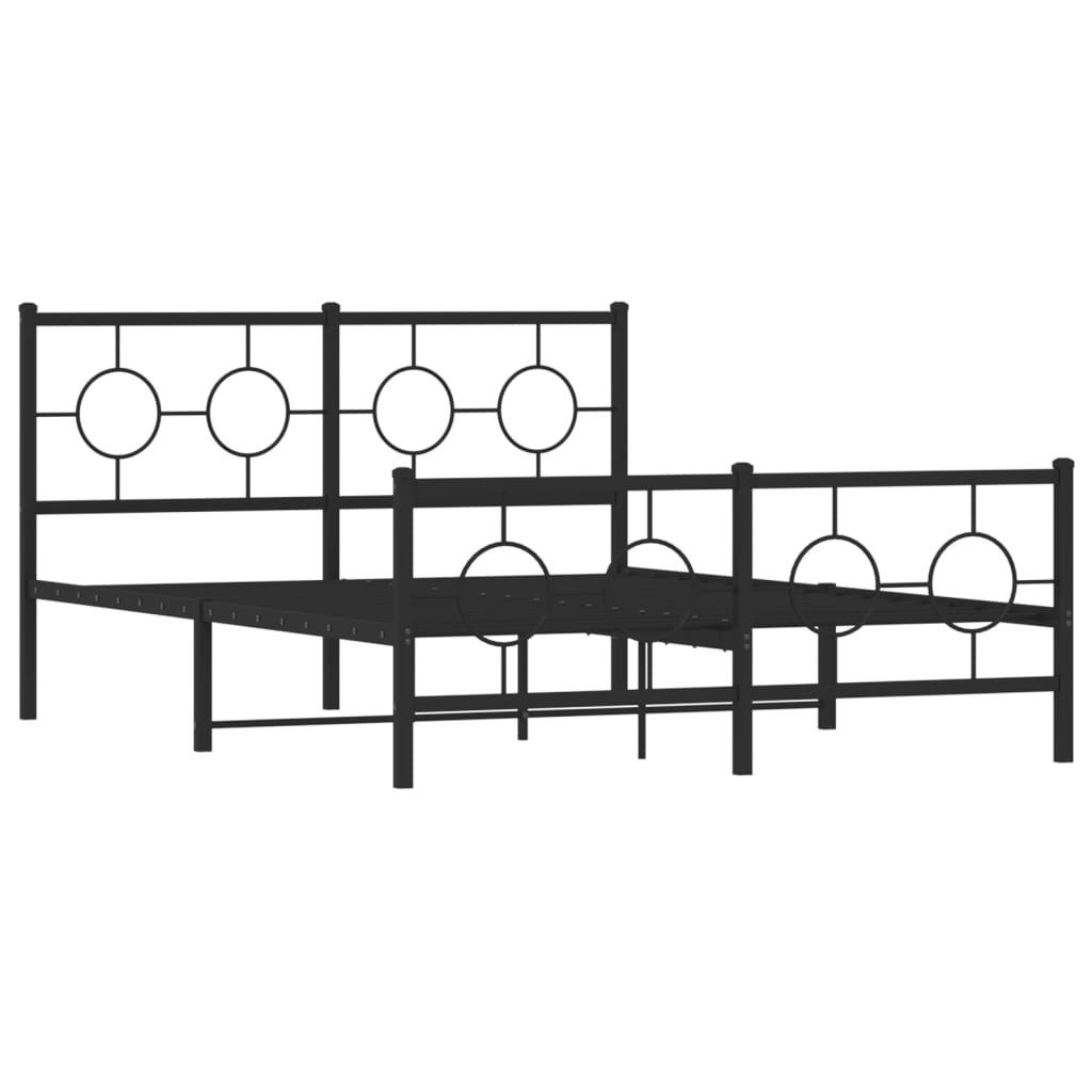 vidaXL Cadre de lit métal sans matelas avec pied de lit noir 140x200cm