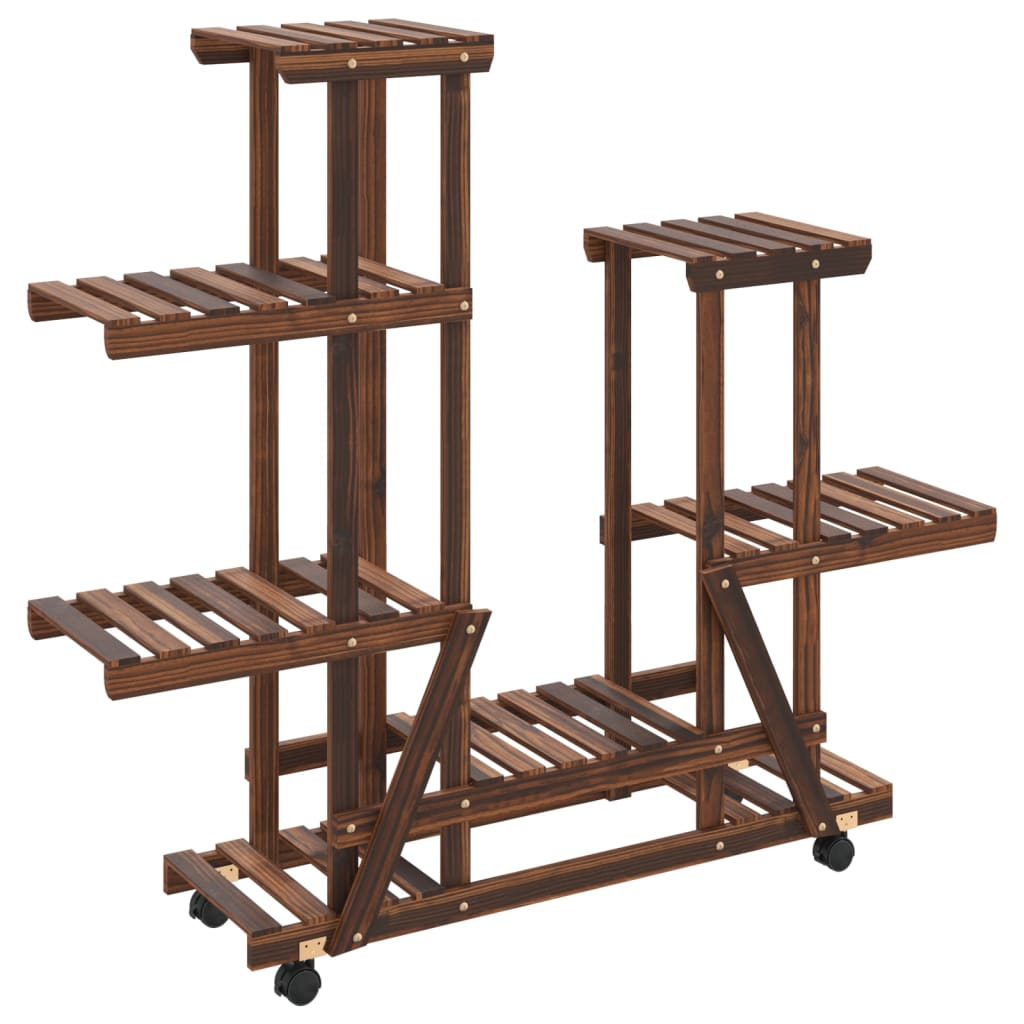 vidaXL Support à fleurs avec roues 95x25x101 cm bois massif de sapin