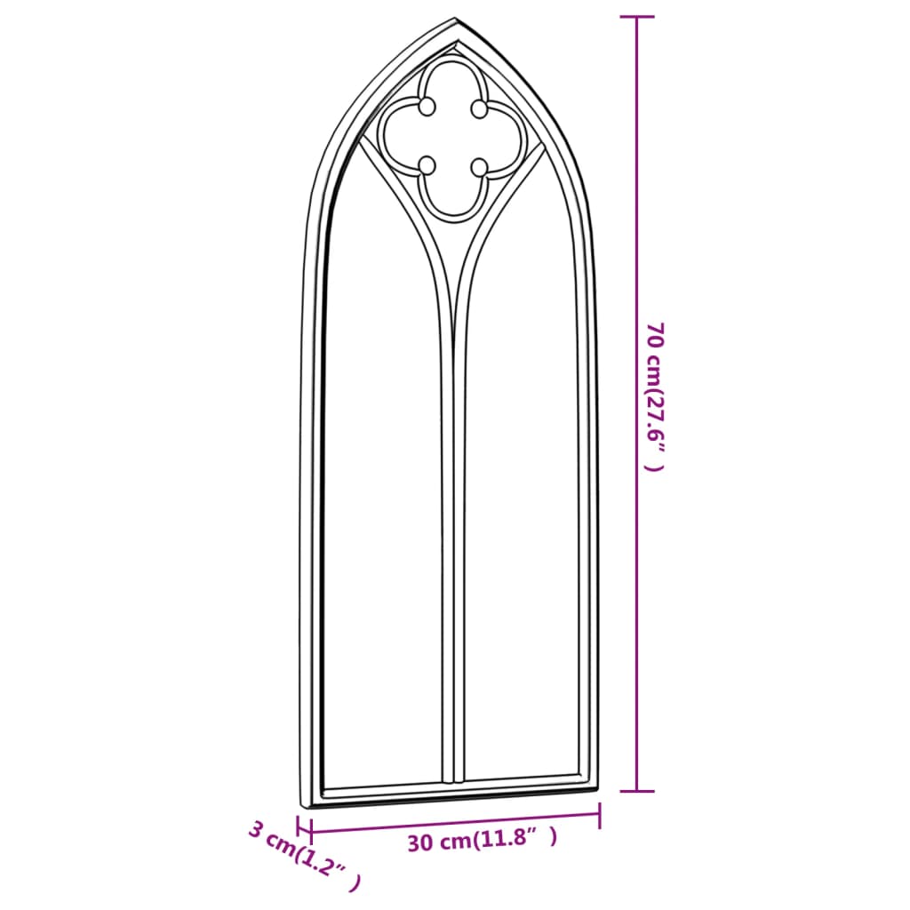 vidaXL Miroir de jardin Noir 70x30 cm Fer pour utilisation extérieure