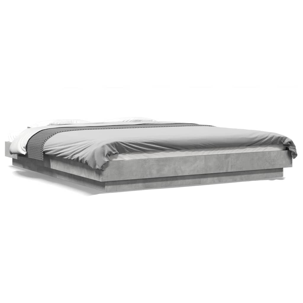vidaXL Cadre de lit avec lumières LED gris béton 160x200 cm