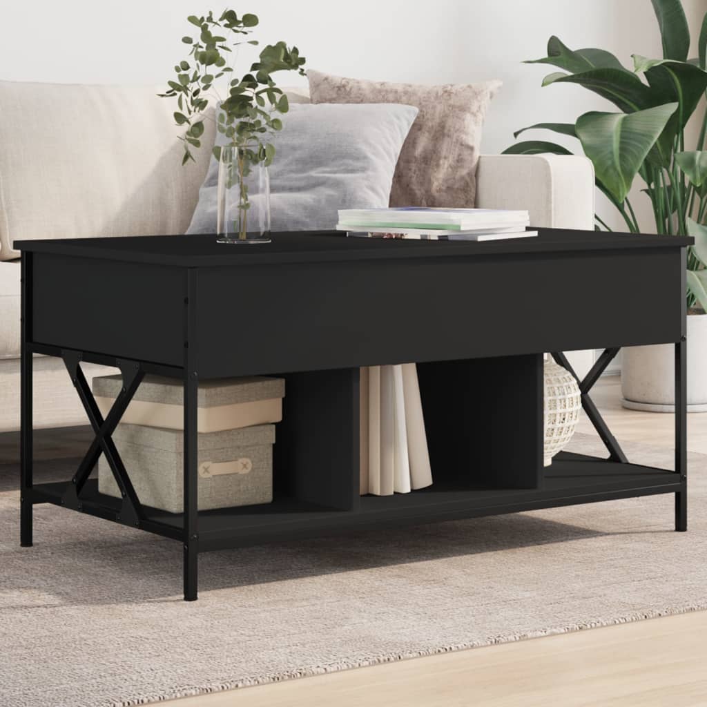 vidaXL Table basse noir 100x55x50 cm bois d'ingénierie et métal