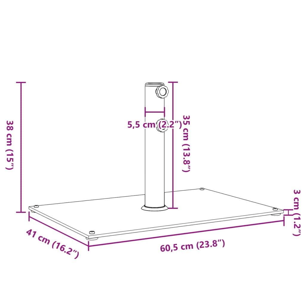 vidaXL Base de parasol pour mâts Ø32/38/48 mm 15 kg rectangulaire