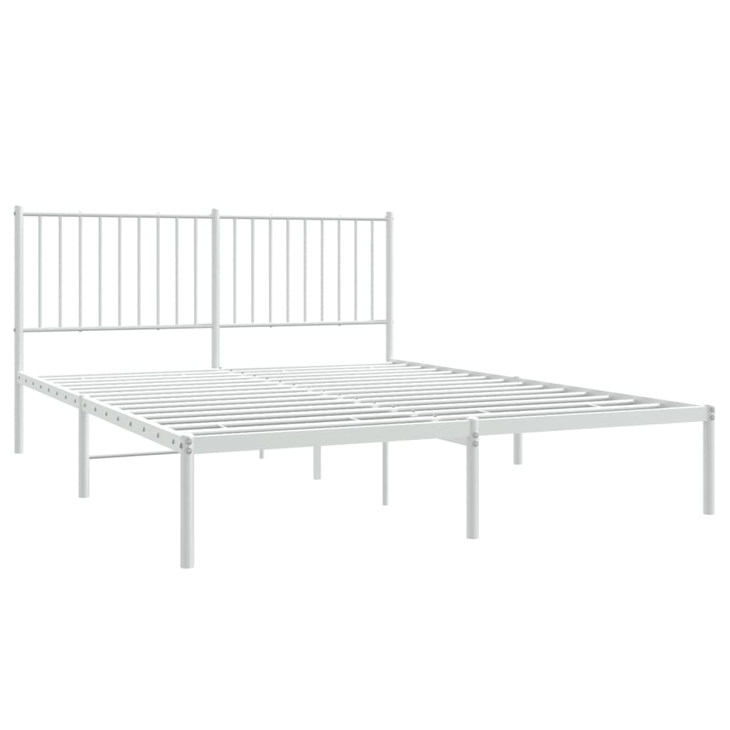 vidaXL Cadre de lit métal sans matelas et tête de lit blanc 150x200 cm