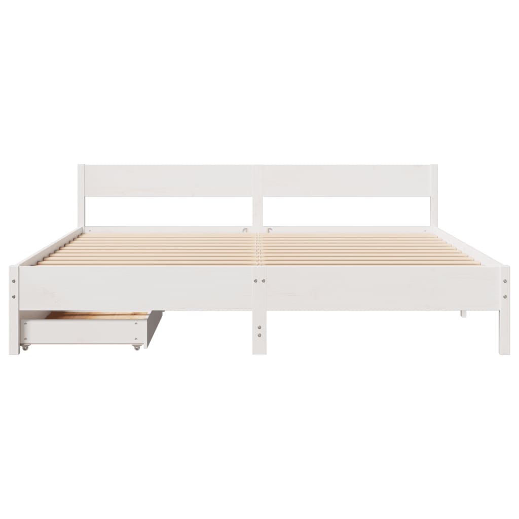 vidaXL Cadre de lit sans matelas blanc 200x200 cm bois massif de pin