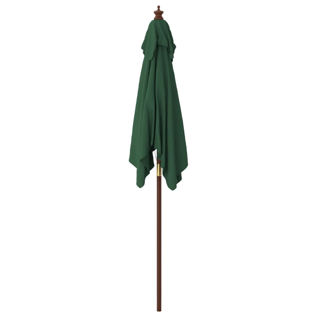 vidaXL Parasol de jardin avec mât en bois vert 198x198x231 cm