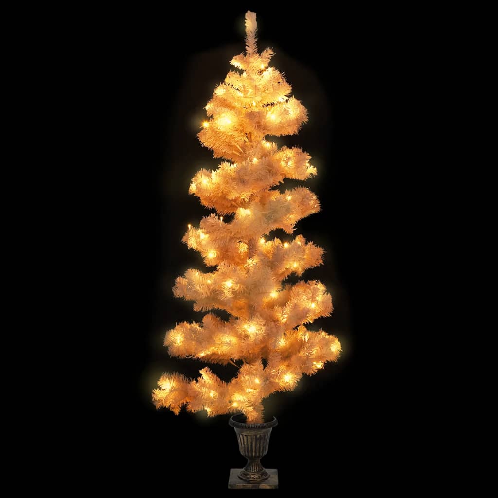 vidaXL Arbre de Noël hélicoïdal pré-éclairé avec pot blanc 120 cm PVC