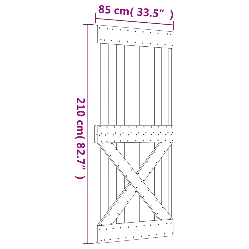 vidaXL Porte coulissante et kit de quincaillerie 85x210 cm pin massif