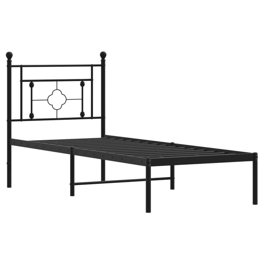 vidaXL Cadre de lit métal sans matelas avec tête de lit noir 80x200 cm