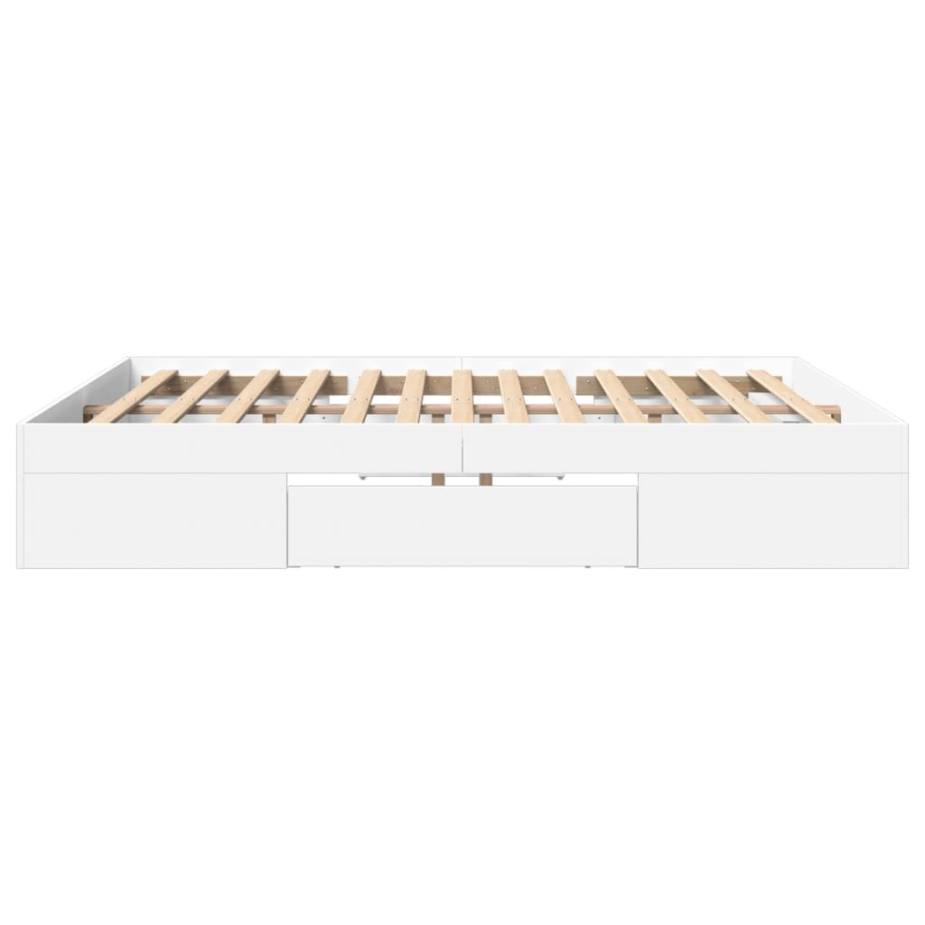 vidaXL Cadre de lit sans matelas blanc 200x200 cm bois d'ingénierie