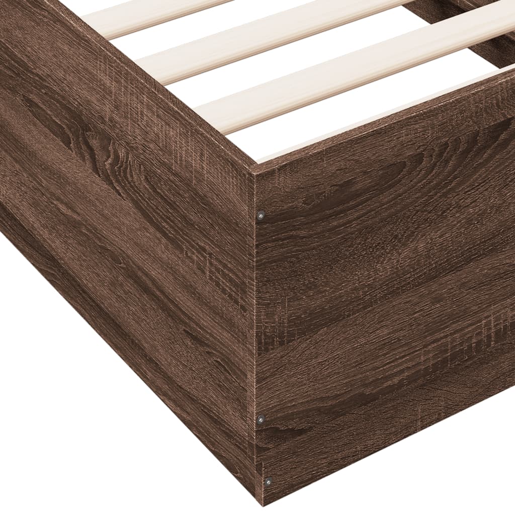 vidaXL Cadre de lit avec LED sans matelas chêne marron 75x190 cm