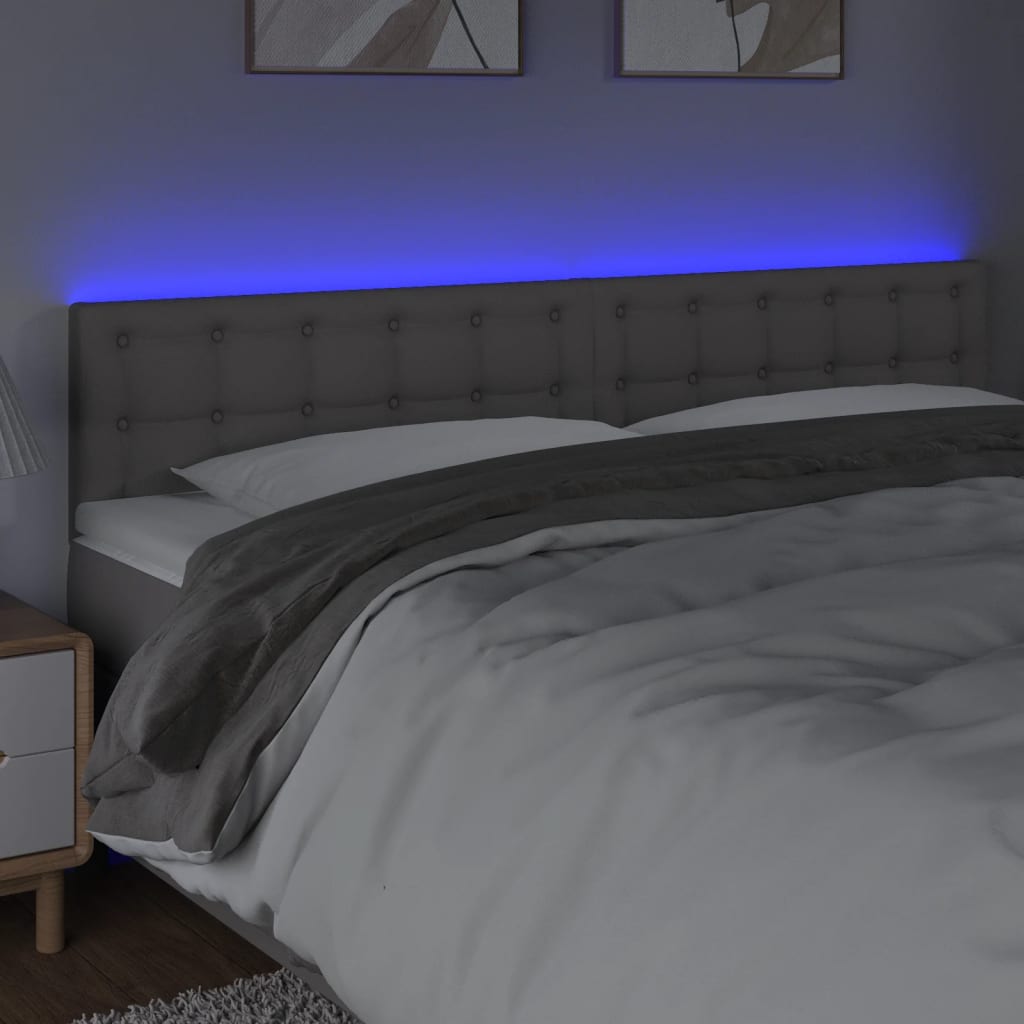 vidaXL Tête de lit à LED Gris 180x5x78/88 cm Similicuir