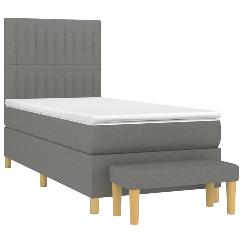 vidaXL Sommier à lattes de lit avec matelas Gris foncé 90x200 cm Tissu