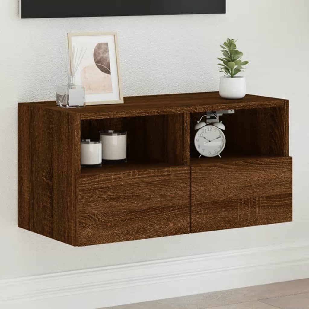 vidaXL Meuble TV mural chêne marron 60x30x30 cm bois d'ingénierie