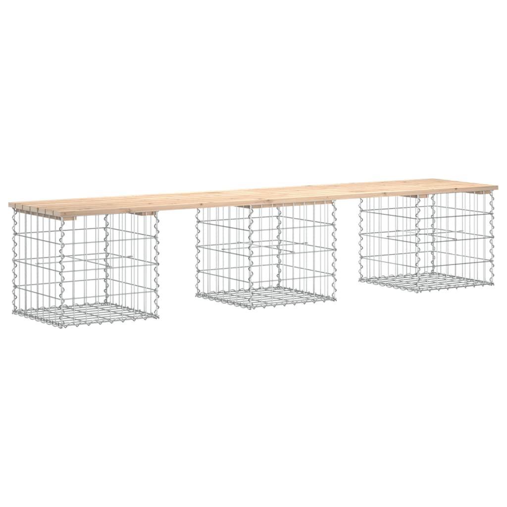 vidaXL Banc de jardin design de gabion 203x44x42 cm bois massif de pin