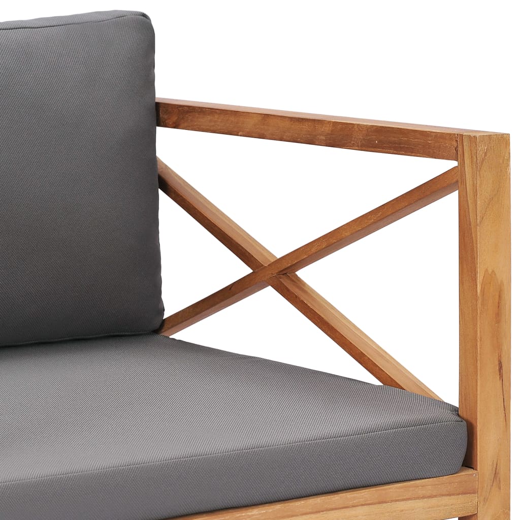 vidaXL Chaise de jardin avec coussins gris foncé Bois de teck solide