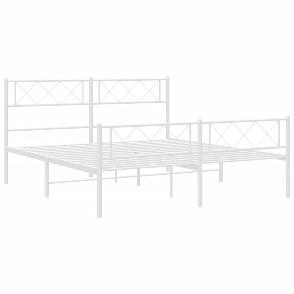 vidaXL Cadre de lit métal sans matelas et pied de lit blanc 160x200 cm