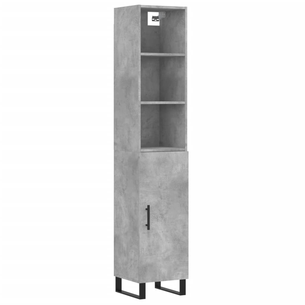 vidaXL Buffet haut Gris béton 34,5x34x180 cm Bois d'ingénierie