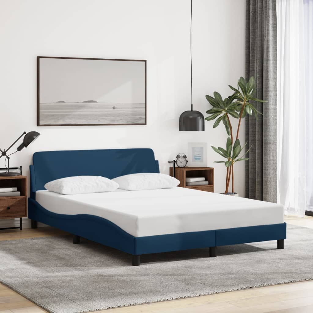 vidaXL Cadre de lit avec tête de lit sans matelas bleu 120x200cm tissu