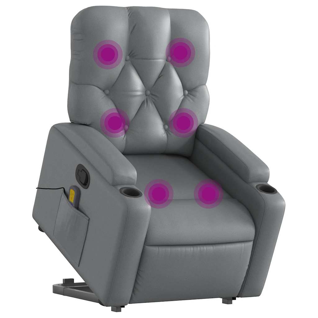 vidaXL Fauteuil inclinable de massage Gris Similicuir