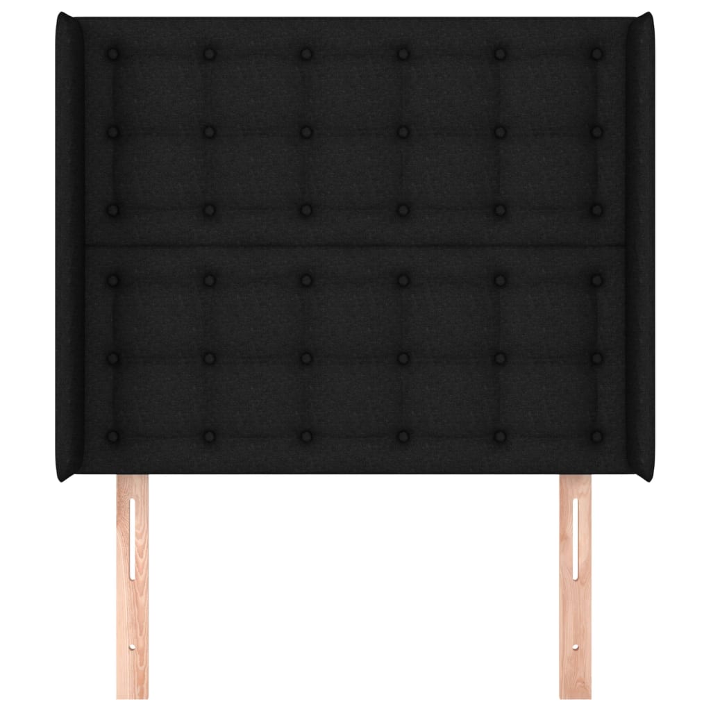 vidaXL Tête de lit avec oreilles Noir 103x16x118/128 cm Tissu