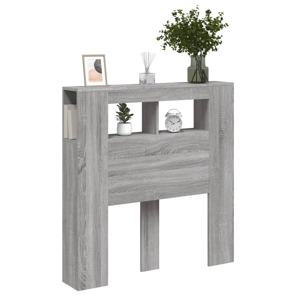 vidaXL Tête de lit à LED sonoma gris 100x18,5x103,5 cm bois ingénierie