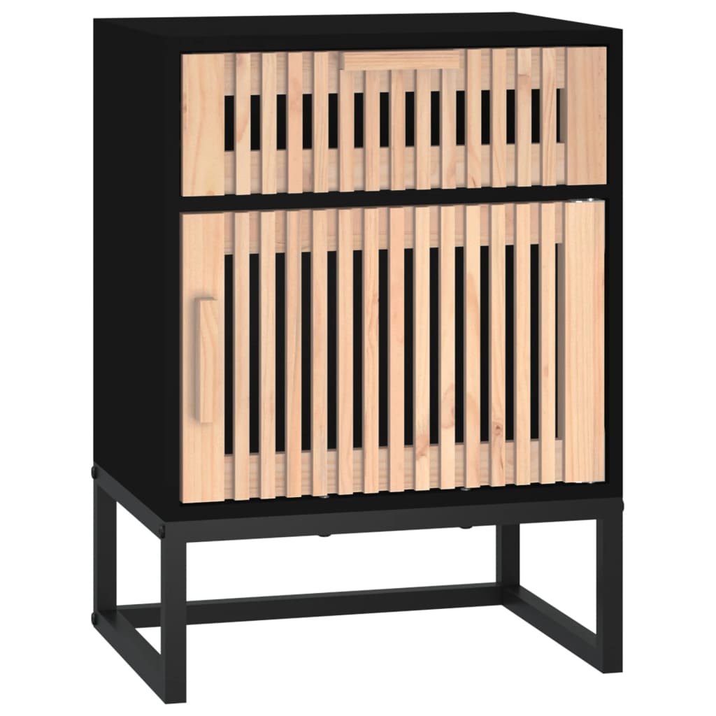 vidaXL Table de chevet noir 40x30x55,5 cm bois d’ingénierie et fer