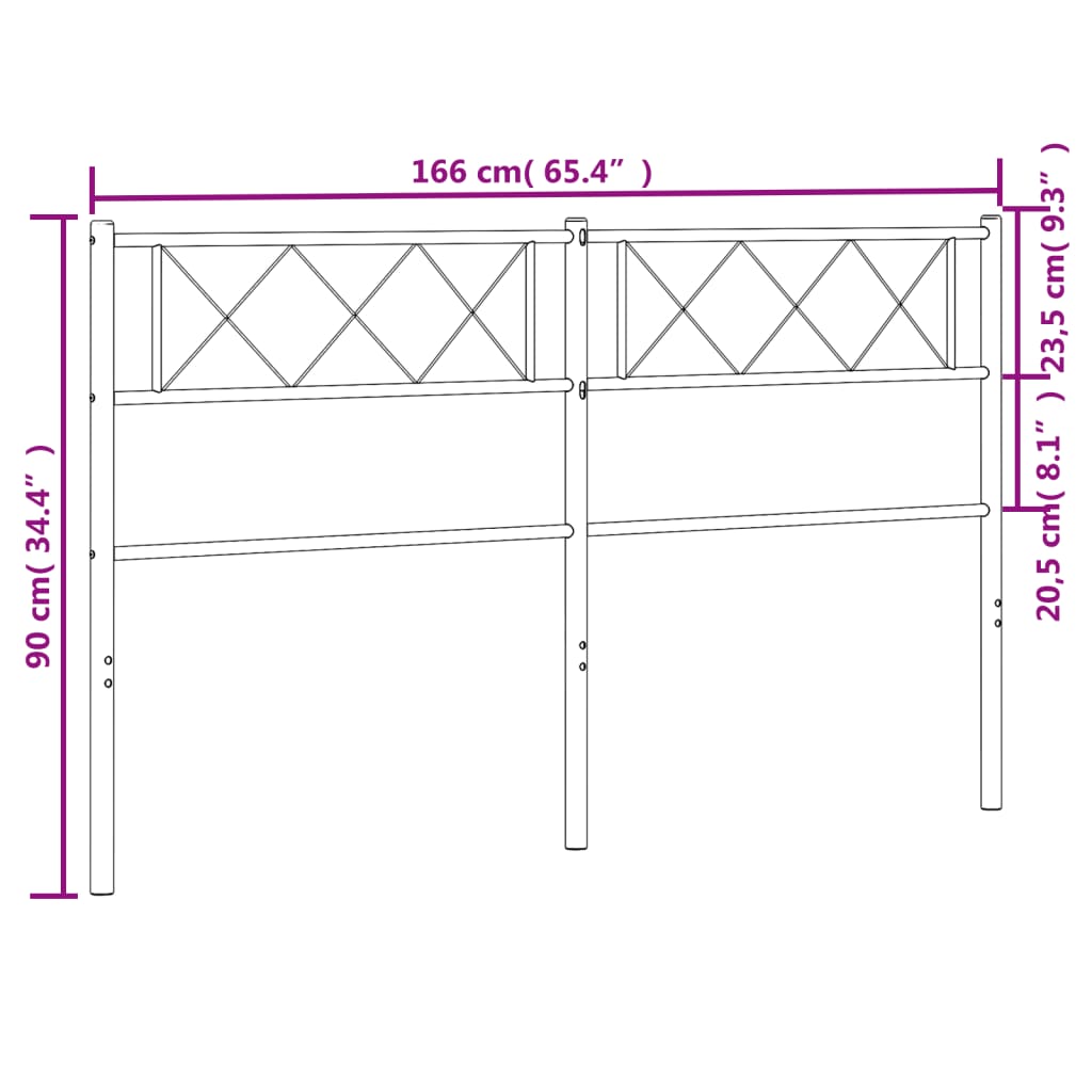 vidaXL Tête de lit métal noir 160 cm