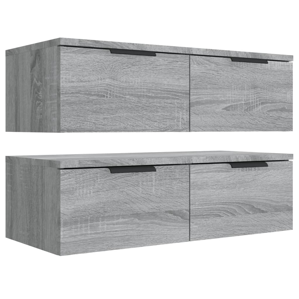 vidaXL Armoires murales 2 pcs Sonoma gris 68x30x20cm Bois d'ingénierie