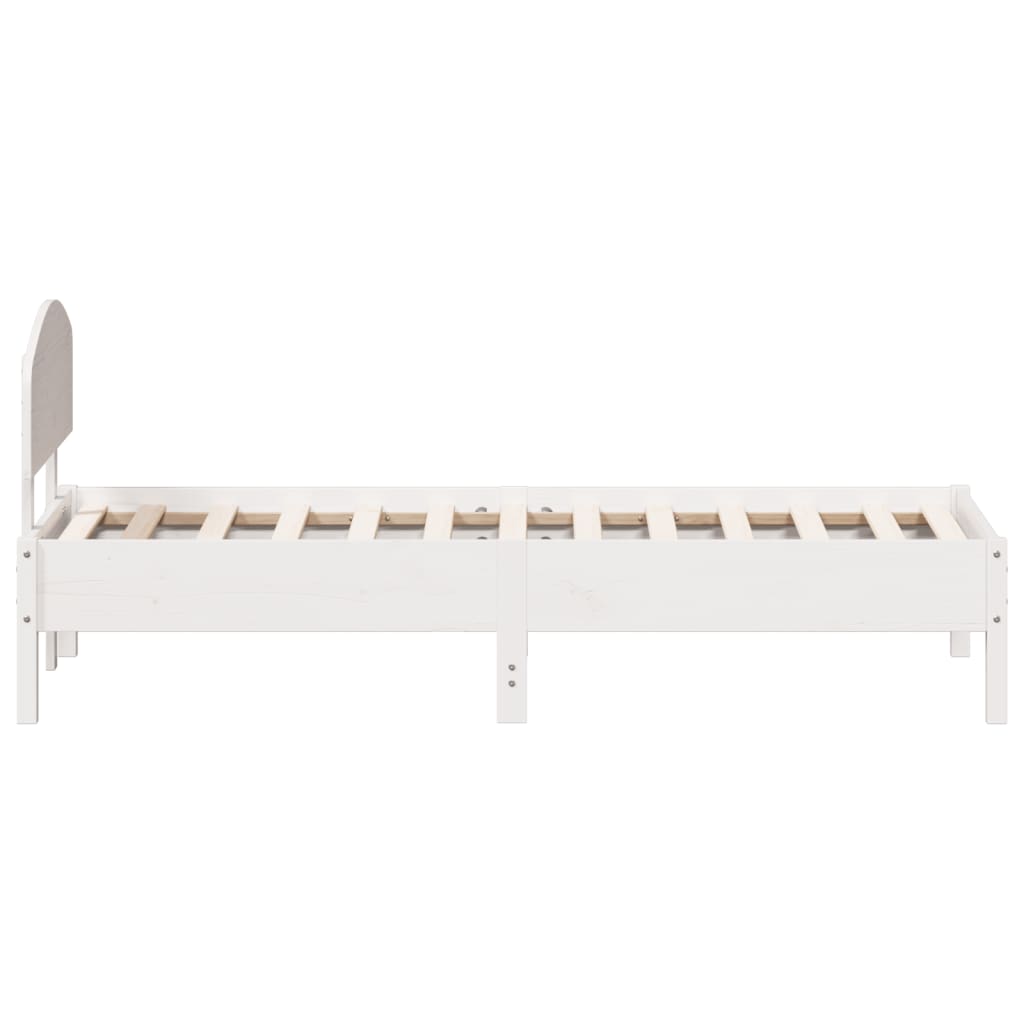 vidaXL Cadre de lit avec tête de lit blanc 75x190cm bois de pin massif