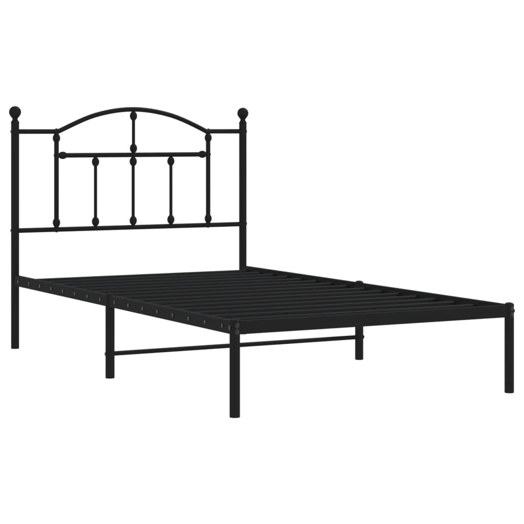 vidaXL Cadre de lit métal sans matelas avec tête de lit noir 100x190cm