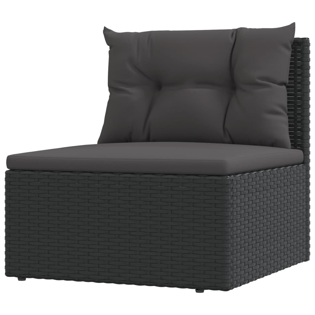 vidaXL Salon de jardin 5 pcs avec coussins Noir Résine tressée