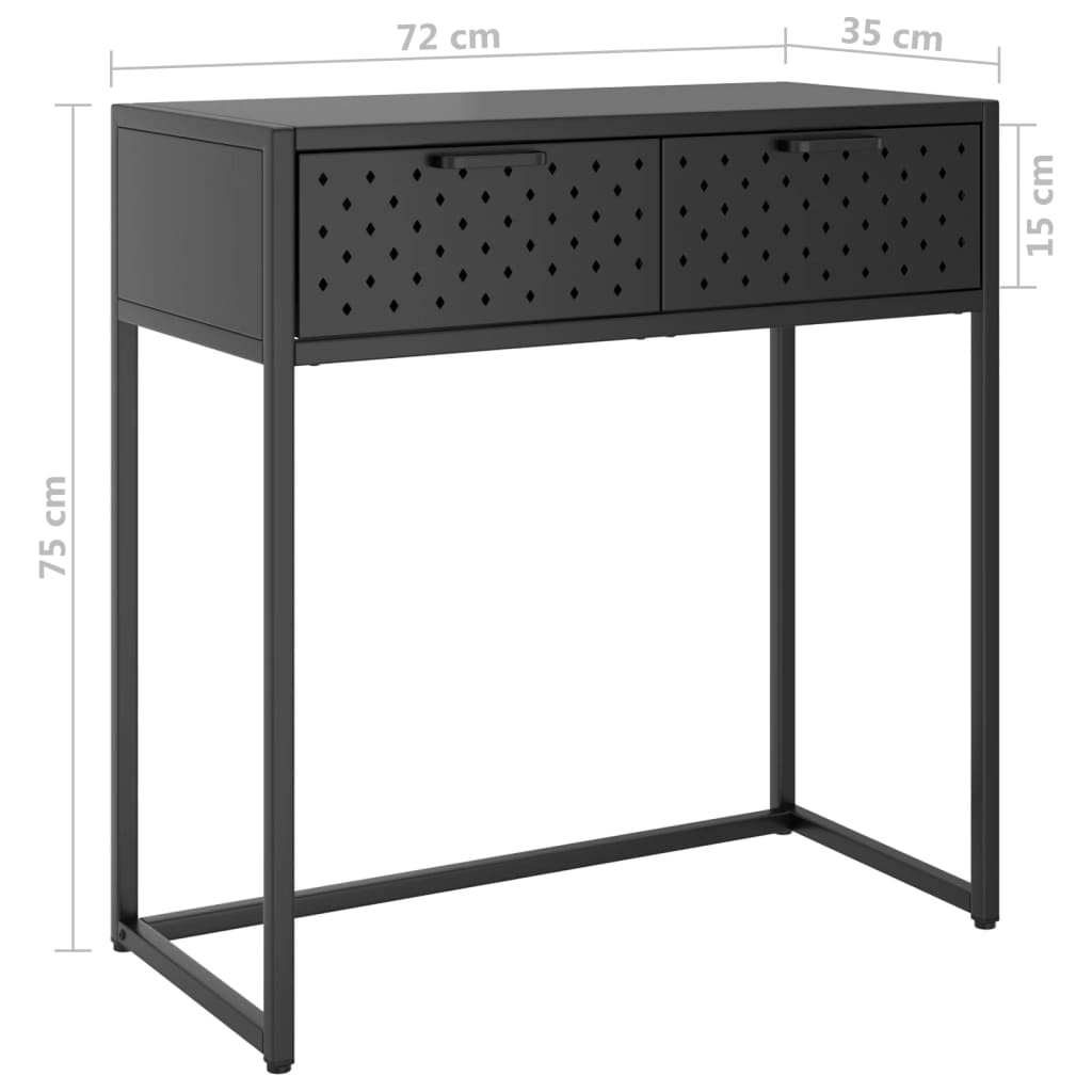 vidaXL Table console Anthracite 72x35x75 cm Acier