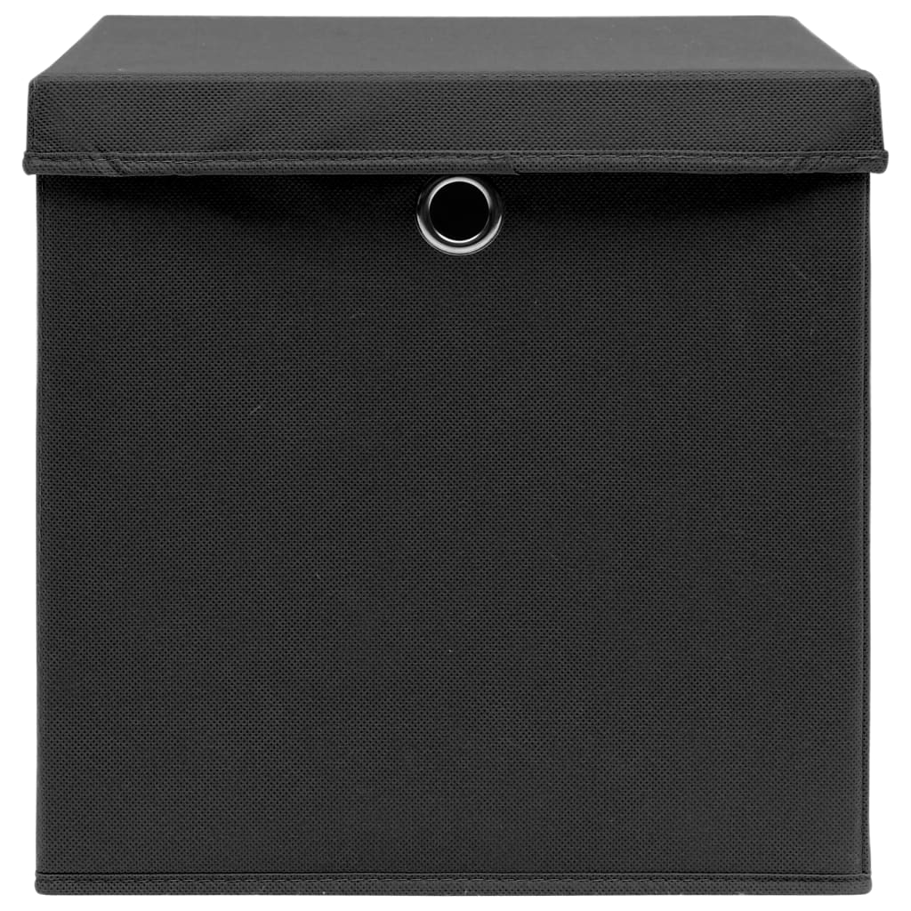 vidaXL Boîtes de rangement avec couvercle 10 pcs Noir 32x32x32cm Tissu