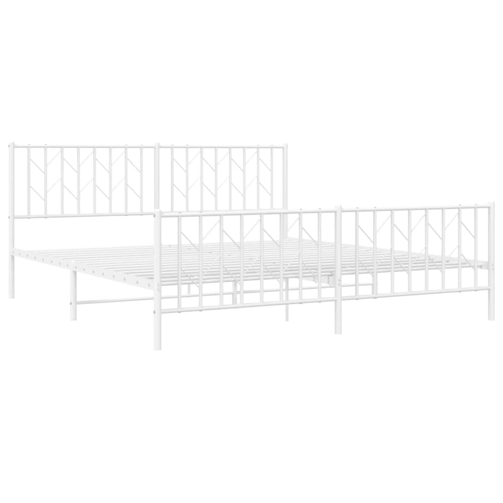 vidaXL Cadre de lit métal sans matelas et pied de lit blanc 183x213 cm