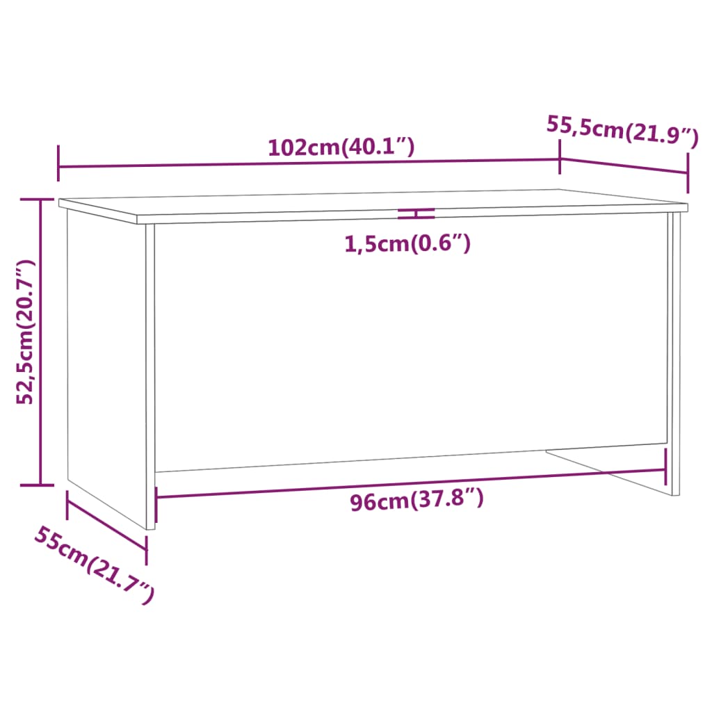 vidaXL Table basse Chêne marron 102x55,5x52,5 cm Bois d'ingénierie