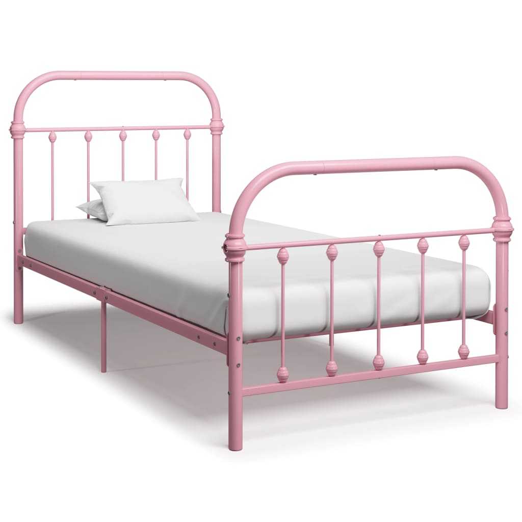 vidaXL Cadre de lit sans matelas rose métal 100x200 cm