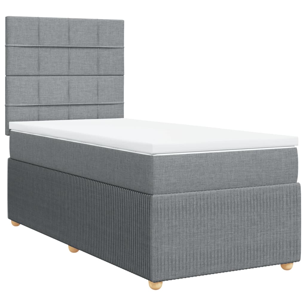 vidaXL Sommier à lattes de lit avec matelas Gris clair 90x200 cm Tissu