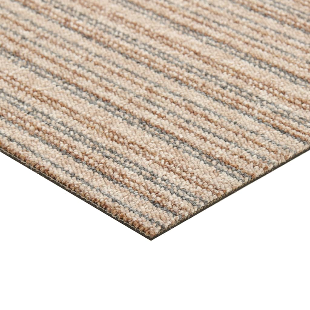 vidaXL Dalles de tapis de sol 20 pcs 5 m² 50x50 cm Beige rayé