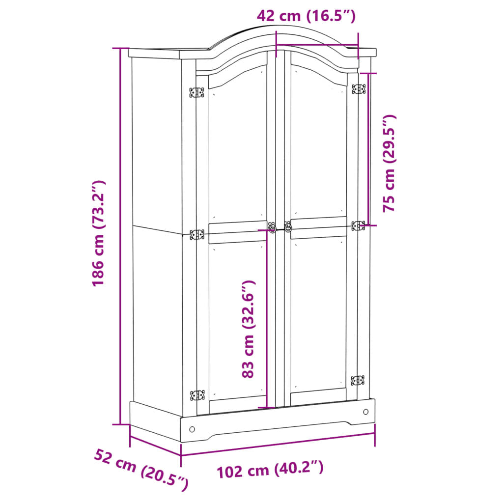 vidaXL Garde-robe Corona 102x52x186 cm bois de pin massif