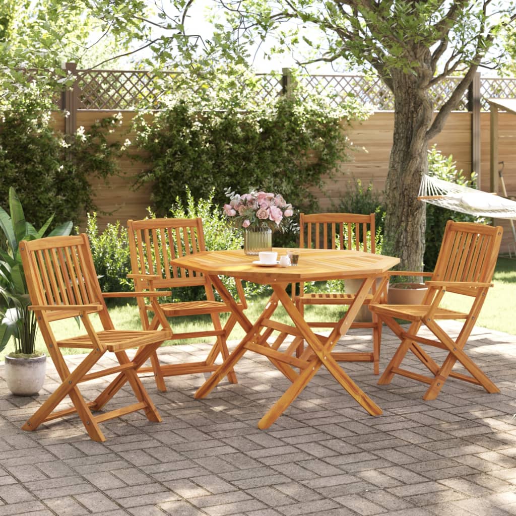 vidaXL Ensemble à manger de jardin pliable 5 pcs bois massif d’acacia