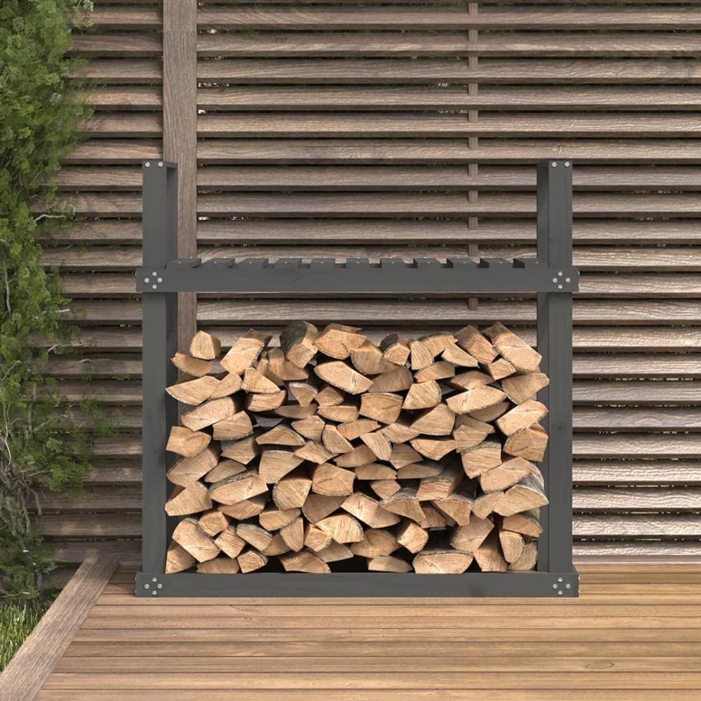 vidaXL Support pour bois de chauffage Gris 110x35x108,5 cm Bois de pin